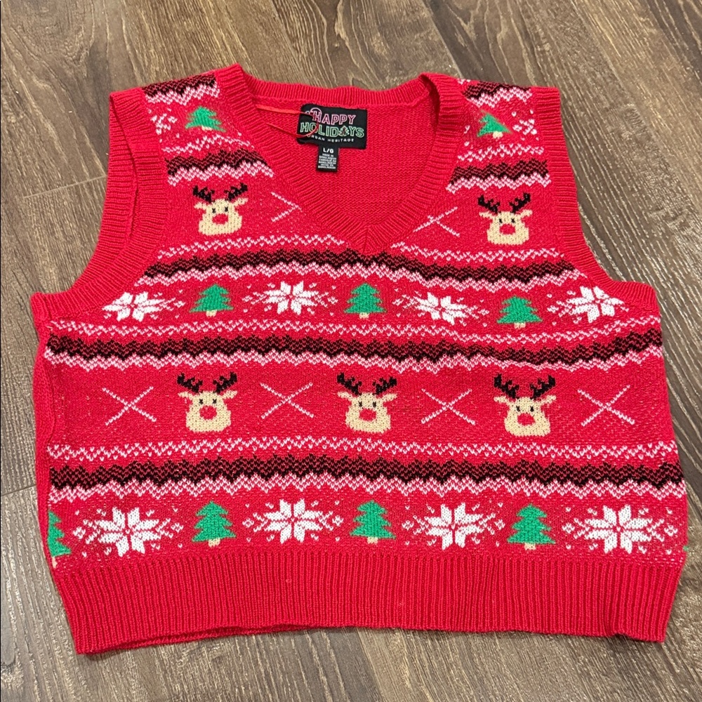 Urban Heritage Red Holiday Sweater Vest